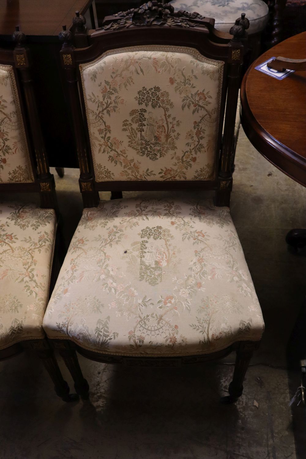 A set of six late 19th / early 20th century French dining chairs